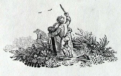 A Boy by a Tombstone from History of British Birds and Quadrupeds